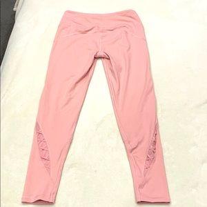 Victoria Sport pink peekaboo mesh leggings, size M